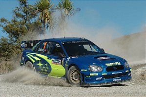 Subaru Impreza WRC P. Solberg P. Mills Winner Rally New Zealand 2004 1:18 Sunstar