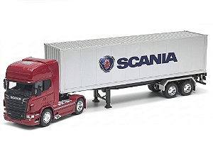 Carreta Scania R 730 V8 Baú 1:32 Welly Vermelho
