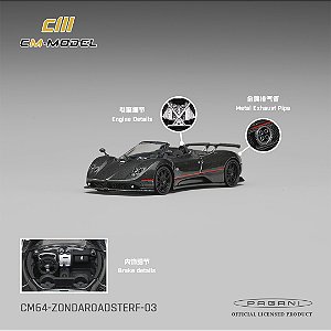*** PRÉ-ORDER *** Pagani ZondaF Roadster Montecarlo Gray 1:64 CM Model QTD3