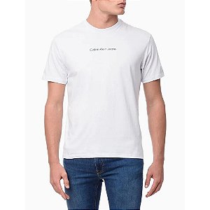 Camiseta  Calvin Klein Jeans masculina branca manga curta logo centralizado