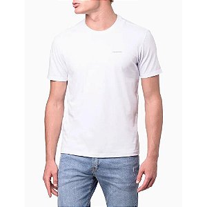 Camiseta Calvin Klein Jeans masculina branca manga curta logo minimalista