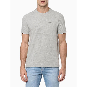Camiseta  Calvin Klein Jeans masculina cinza mescla manga curta logo minimalista