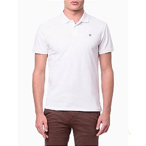Camiseta Polo Calvin Klein Jeans masculina branca logo ômega