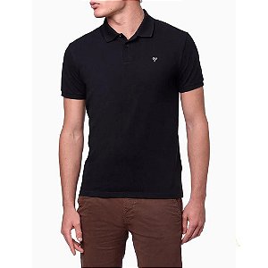 Camiseta Polo Calvin Klein Jeans masculina preta logo ômega
