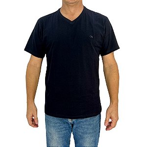 Camiseta masculina Ogochi Slim preta algodão gola v