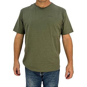Camiseta básica Calvin Klein Jeans masculina verde militar de algodão logo minimalista
