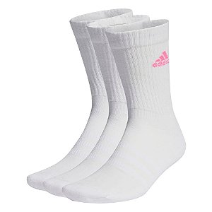 Meia Adidas Cush Crw Cano Alto Kit 3 Branco  IP2635