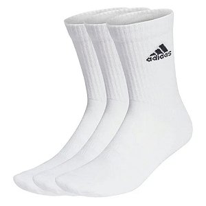 Meia Adidas Cush Crw Cano Alto Kit 3 Branco
