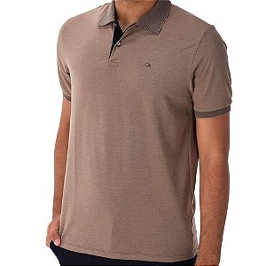 Camisa Polo Ogochi Slim Casual Piquet Marrom 007494035-1316