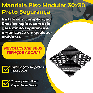 MANDALA PISO MODULAR 30X30 - PRETO REF:1926