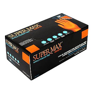 Supermax | Luva Nitrílica M Laranja | Proteção, Resistência e Conforto para Saúde, Estética e Indústria Alimentícia | REF:3083