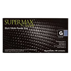 Supermax | Luva Nitrílica EG Preta | Alta Resistência, Precisão e Conforto para Uso Profissional e Procedimentos | REF:3078