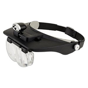 Solver Lupa de Cabeça LED | 4 Lentes Intercambiáveis | Iluminação Ajustável | Mãos Livres | Precisão Profissional | REF:5378