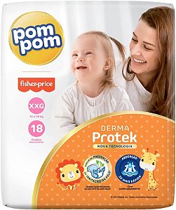 Fralda Pom Pom Derma Protek Jumbo XXG 18 Unidades