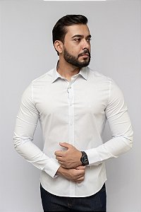 Camisa Calvin Klein Branca Manga Longa Classica