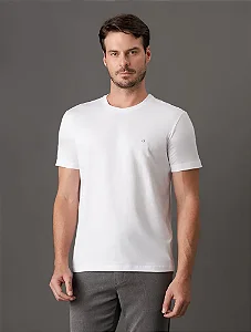 Camiseta Masculina Básica em Meia Malha Calvin Klein Branco