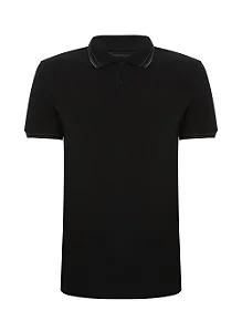 Polo Slim Básica Friso Masculina Individual Preto