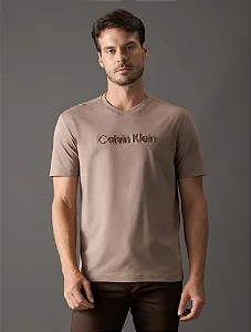 Camiseta Masculina Embossed Color Calvin Klein Caqui Medio