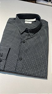 Camisa Calvin Klein Jeans Slim Masculina Xadrez Preto