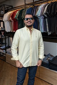 Camisa Tommy Hilfiger Oxford Manga Longa Amarela