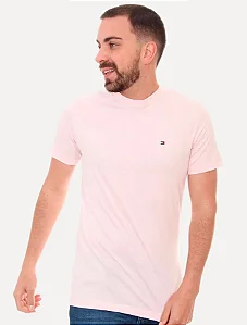 Camiseta Tommy Hilfiger Masculina Essential Rosa Claro