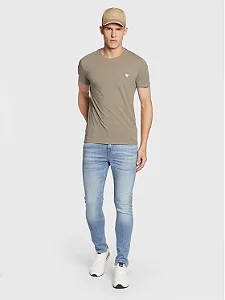 Camiseta Guess Masculina Bege Triangulo
