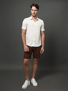 Camisa Masculina Espinha de Peixe Calvin Klein Off White