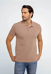 Polo Calvin Klein Slim Fit Logo Ck Caqui