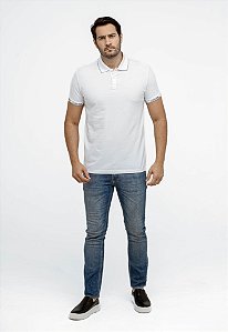 Camisa Polo Calvin Klein Slim Fit Logo Punho Branco
