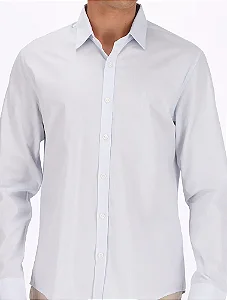 Camisa Calvin Klein Masculina Micro Listrado Azul Claro