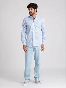 Camisa Tommy Hilfiger Masculina Regular Azul Claro