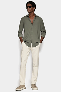 Camisa Aramis Slim Poliviscose de Bambu Com Stretch Verde Militar