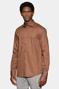 Camisa Aramis Manga Longa Slim Algodao  Damero Chocolate