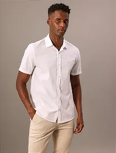 Camisa Manga Curta Calvin Klein Jeans Básica Com Logotipo Branco