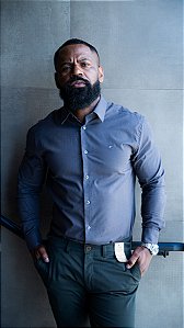 Camisa Ellus Linen Like Classic Xangai Ml Dark Navy