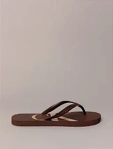 Chinelo Calvin Klein Jeans Logo Corrido Ck Marrom