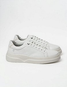 Tênis Casual Masculino Branco Couro Garbanne Premium Conforto