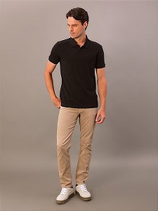 Polo Calvin Klein Slim Recorte Logo Ombro Preto