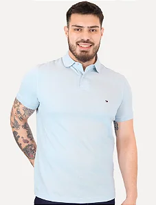 Polo Tommy Hilfiger Masculina Regular Piquet 1985 Azul Céu