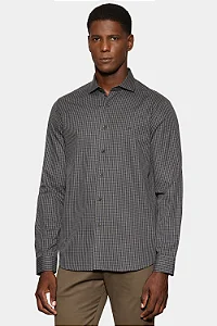 Camisa Aramis Manga Longa Slim Mini Xadrez Damero Verde/Marinho