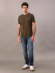 Camiseta Manga Curta Calvin Klein Jeans Masculino Logo Basico Peito Militar