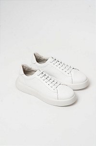 Tênis Elegante Conforto Premium Couro Legítimo Branco
