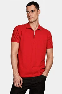 Polo Aramis Manga Curta Piquet Com Zíper Vermelho