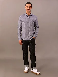 Camisa Manga Longa Calvin Klein Jeans Regular Oxford Leve Marinho