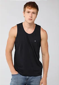 Regata Calvin Klein Jeans Masculina Chest CK Logo Preto