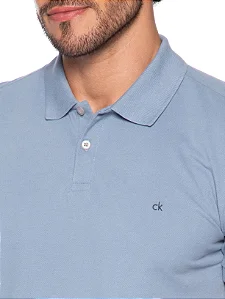Polo Calvin Klein Slim Piquet Basica Azul Claro
