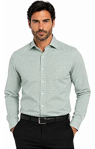 Camisa Aramis Mini Xadrez Regular Verde Com Branco