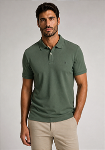 Polo Calvin Klein Slim Basica Sem Friso Verde
