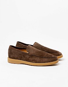 Loafer Garbanne Marrom Camurça Couro Pelica Masculino Premium