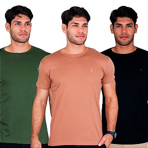 Kit Camisetas Bruder - Verde, Bege e Preta